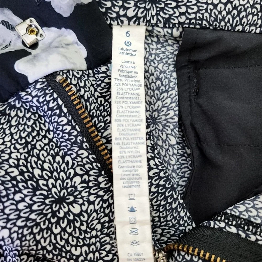 Lululemon Womens 6 Departure Pant Plush Petal Black‎ Floral Cropped Casual Pants